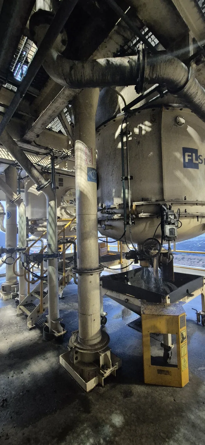 Cyclones and pipework on a floor of a coal preparation plant